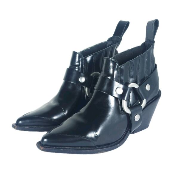 Zadig & Voltaire Women's N'Dricks US8,5 EU39 Patent Leather Harness Ankle Boots - Picture 1 of 16